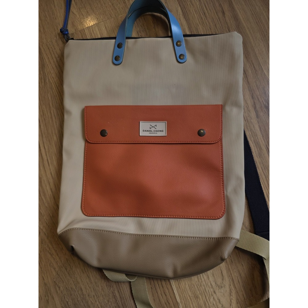 Daniel Chong Madrid Backpack Waterproof Satchel Beige Orange blue